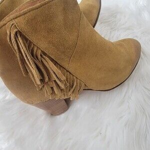 Maje Womens suede tan fringe Booties Size 38/7.5